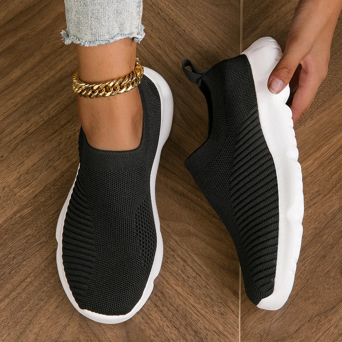 2023 New Women\'s Casual Shoes Fashion Breathable Walking Mesh Shoes Slope Heel Thick Sneakers Comfortable Non-slip Women\'s Shoes