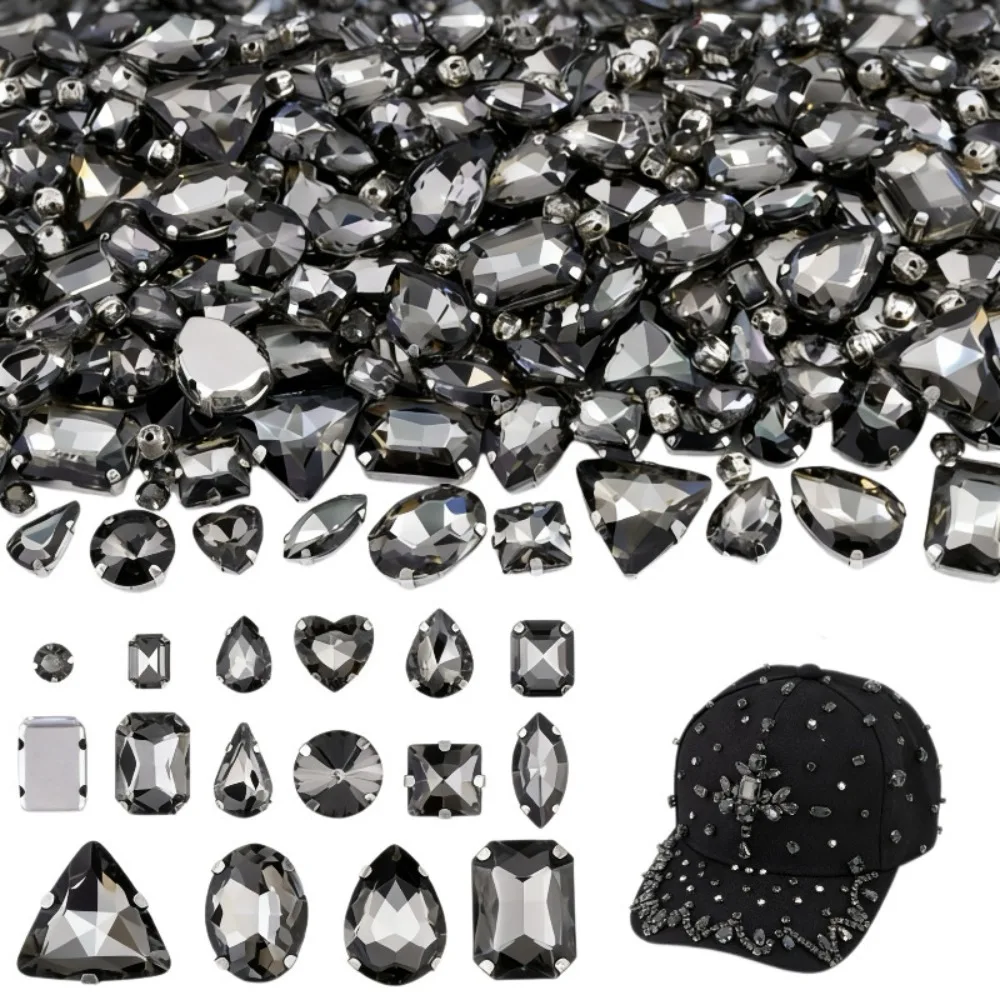120 Stück gemischte Formen, Strass zum Aufnähen, Diamant-Kristallglas-Edelsteine mit Krallenbefestigung, flache Rückseite, für DIY-Hochzeitskleider, Schuhe, Schmuckherstellung, Bastelarbeiten