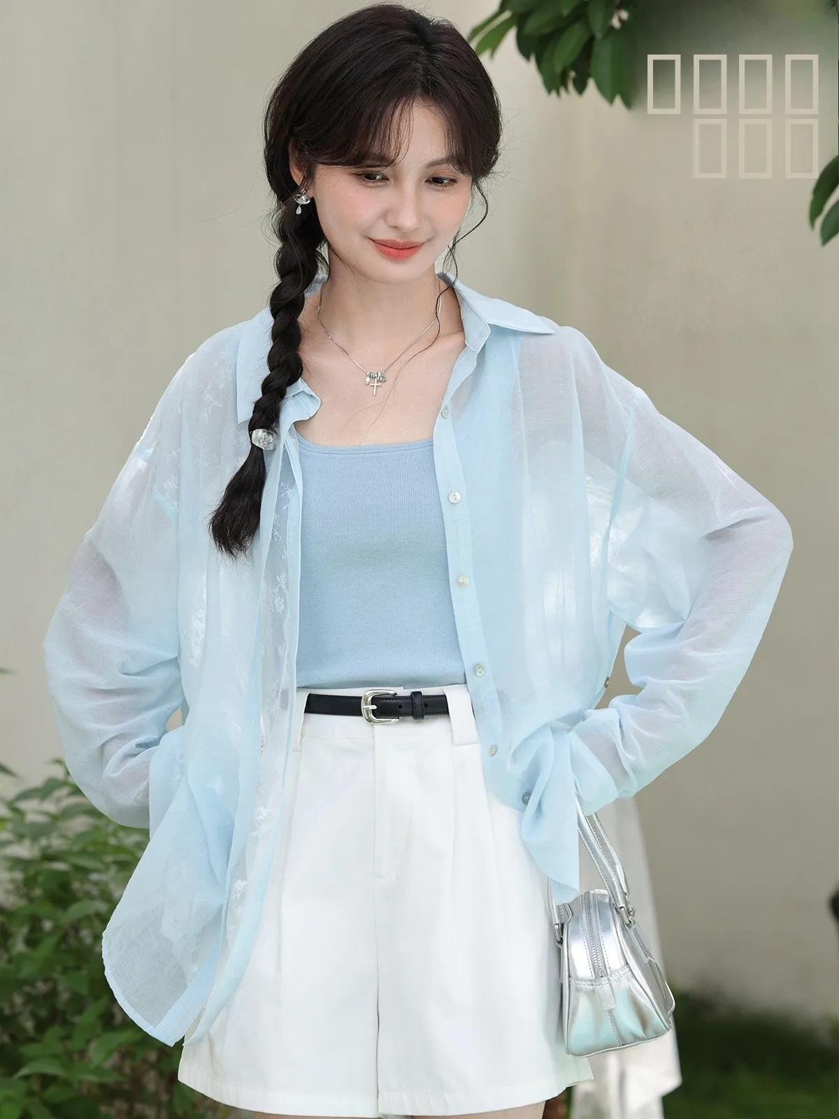 

Lightweight Blue irt Women's Loose Fit Long Sve Sun Protection Casual Sle Faionable Breathable Autumn New Arrival