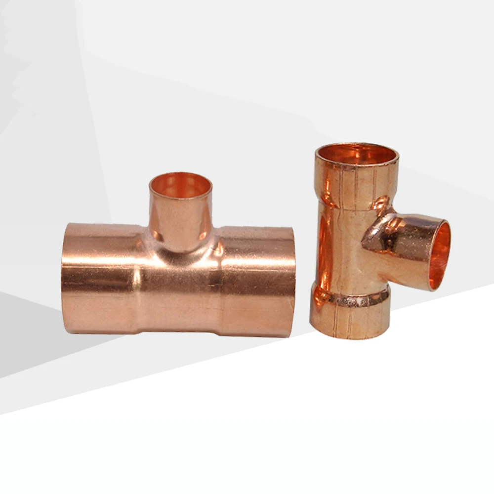 

19 22 28mm To 6.35 10 12.7 15 16mm ID 99.9% Copper End Feed Solder Reducing Tee 3 Ways Plumbing Fitting For Air Condition