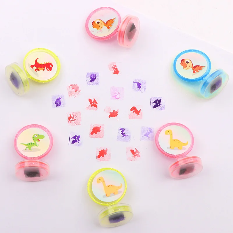 10pcs Children\'s Stamps Cartoon Cute Dinosaur Animals Kids DIY Scrapbooking Kids Stamp Stamps Scrapbooking Bonus Toys