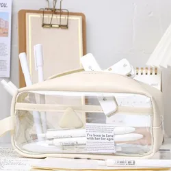 Transparent Pencil Case School Stationery Simple Style Waterproof