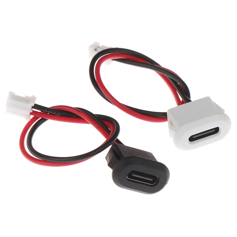 1pc 2Pin USB-C Type Waterproof USB Connector Direct Compression Female Base Socket Charging Interface With Welding Wire