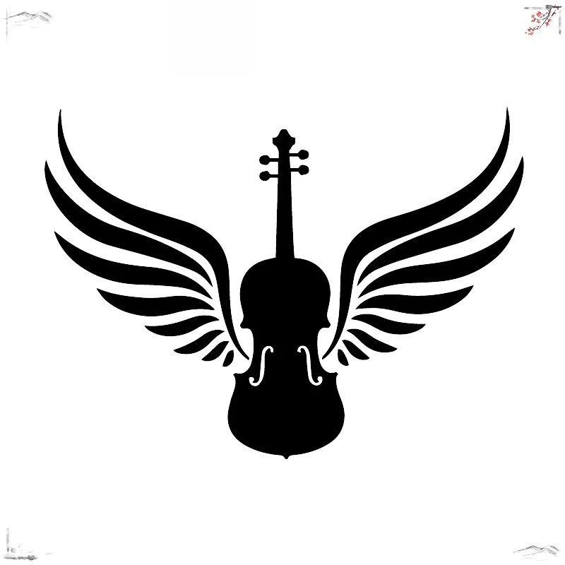 

Cool Wing Violin Music Decoration Car Sticker Motorcycle Pvc Decal 17cm X 13cm