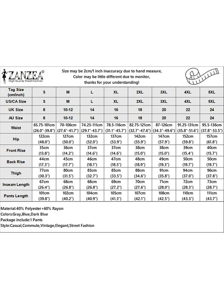 ZANZEA-pantalones de cintura elástica para mujer, calzas de pierna ancha, Estilo Vintage, Palazzo, OL, de gran tamaño, a la moda, otoño, 2024