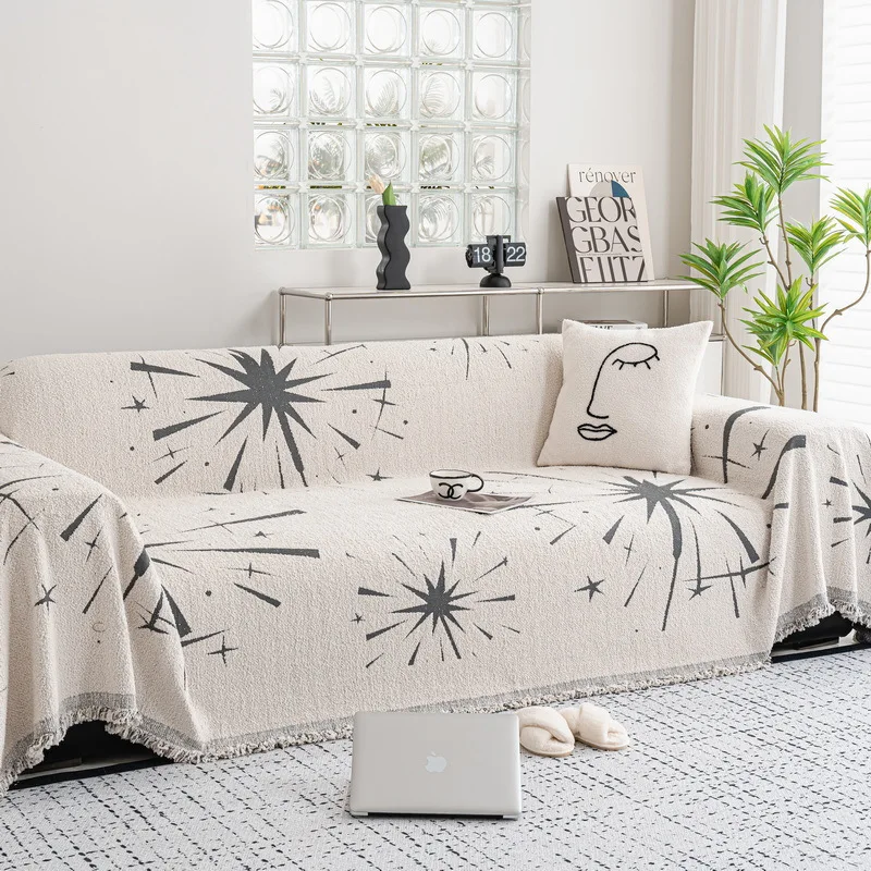 

Fireworks Jacquard Sofa Towel Plush Blanket Non-Slip Towel Three-Dimensional Carpet Monochromatic Thickened Modern Autumn Winter