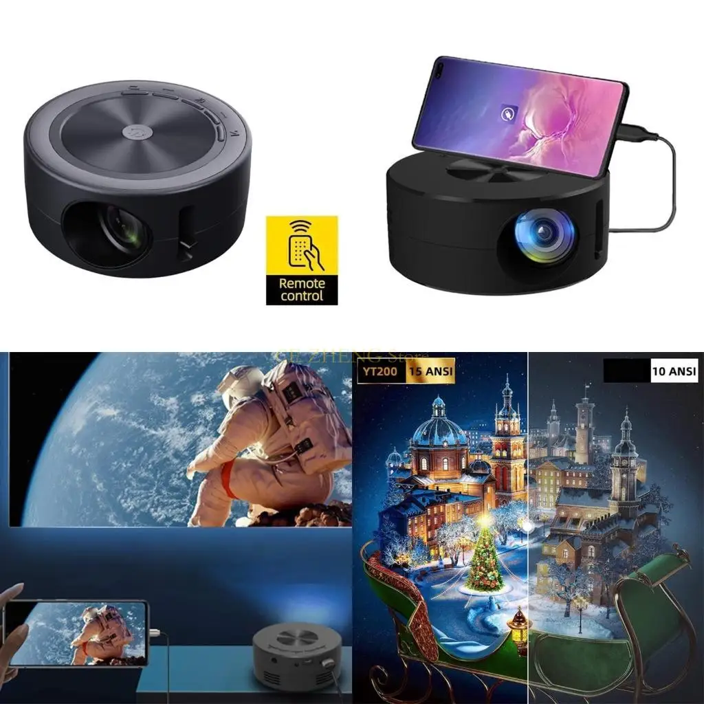 E56B YT200 Mobile Video Mini LED Projector Multi Media Player Cinemas Corded Same Screen Portable Home Theater