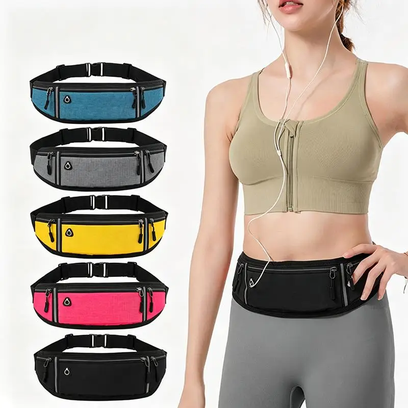 Waterproof Running Waist Bag, Unisex Slim Sports Fanny Packwith Reflective Strap,Outdoor Fitness Belt, Adjustable Elastic Strap