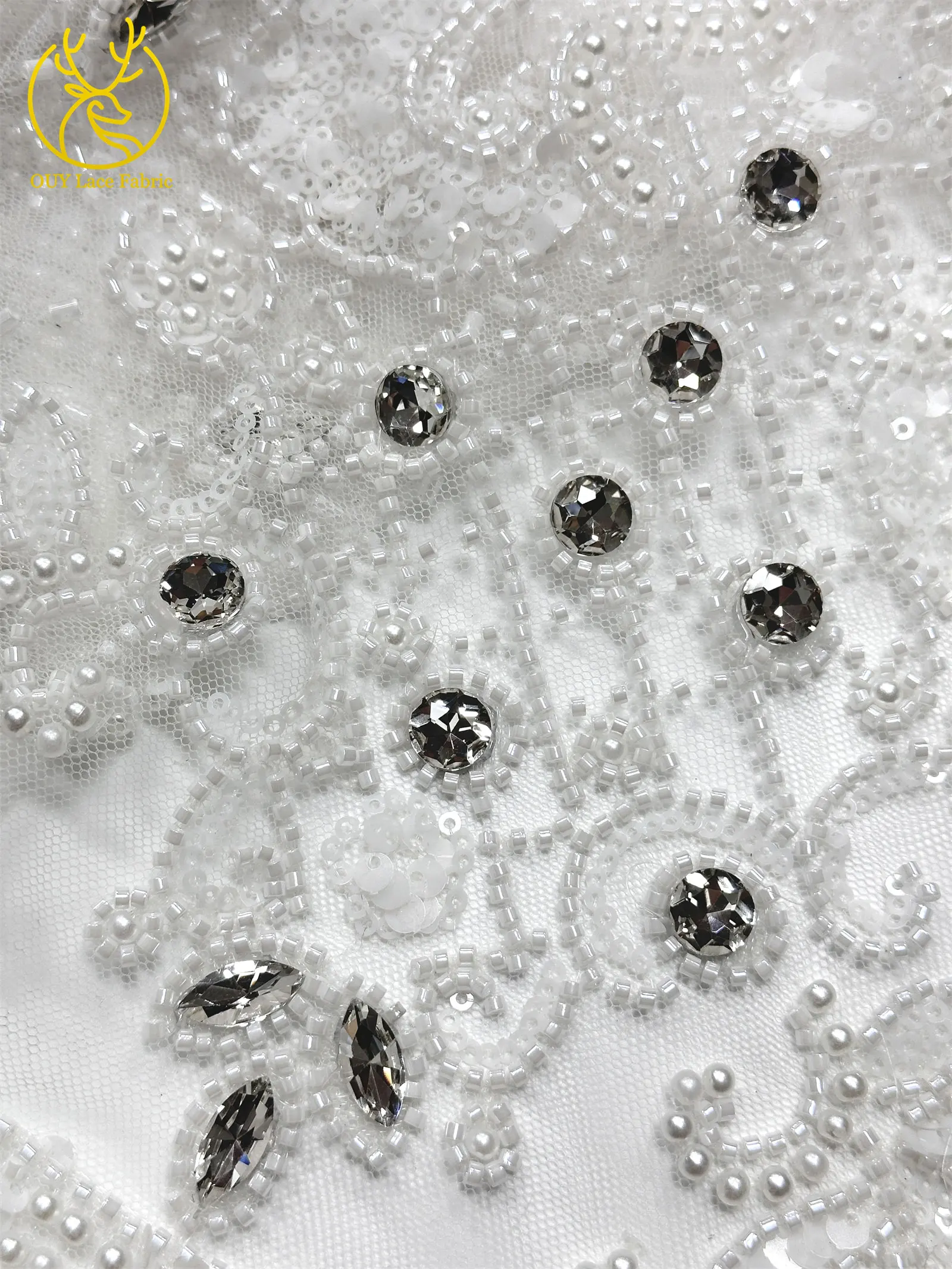 Lila afrikanischer Edelstein-Perlen-Spitzenstoff 2026 Luxuriöser französischer Pailletten-Spitzenstoff für Damen Brautkleid Hochzeitskleid Nähen 5 Yards – Detail 13