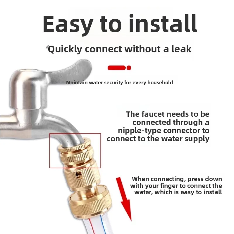 النحاس ارتفاع ضغط غسيل السيارات موصل تدفق المياه اقتران الحلمة 4/6 نقاط غسالة صنبور العالمي خرطوم اكسسوارات غسيل السيارات #4