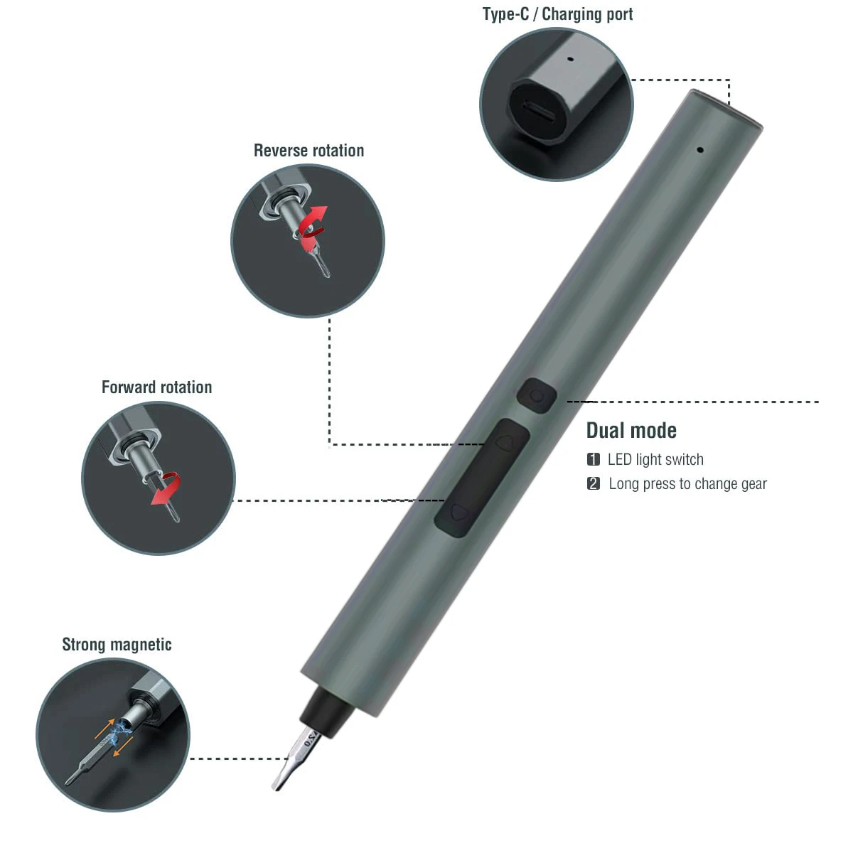 Upgrade Electric Screwdriver Set 50-IN-1 Precision Small Screw Driver with Magnetic Bits Aluminum Alloy Silent Screwdrive Kit