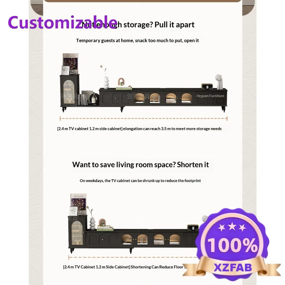 Factory Direct 2026 American Light Luxury TV Stand Black Glass Cabinet with Socket Cover High-end Living Room Furniture
