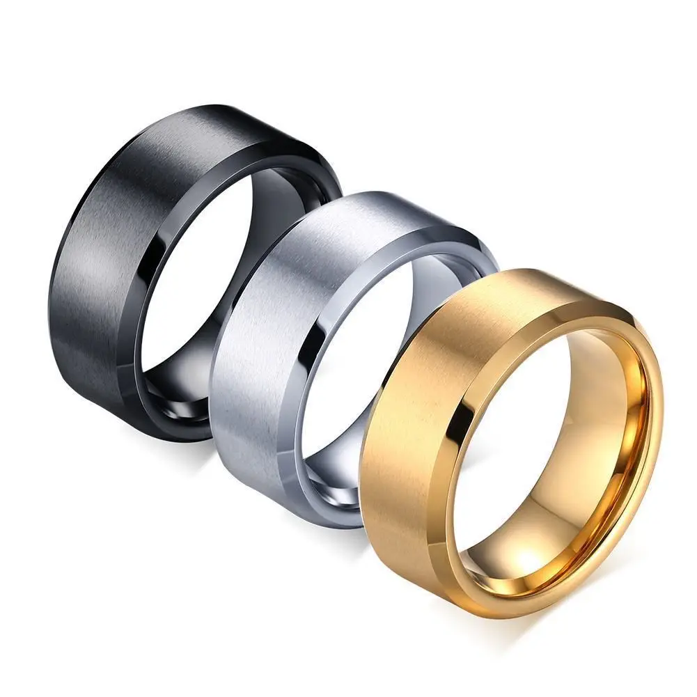 Wholesale Jewelry -- Titanium steel Classical Rings for Men 18 k / Black / White Gold Color Fashion Jewelry