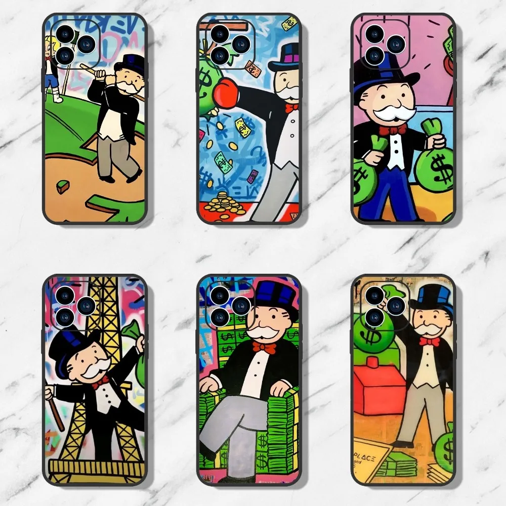 Trend Cartoon A-Alec M-Monopoly Phone Case For iPhone 11 12 13 14 15 Mini Pro Max Plus 8 xr xs Black Shell