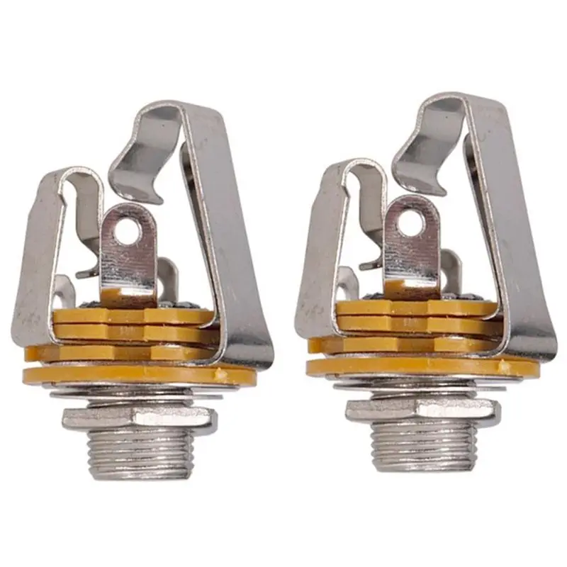2Pcs 1/4 inch 6.35Mm Stereo Input Jack Plug Socket For Electric Guitar Bass Guitar Pickup Output Jack Guitar Parts Accessories
