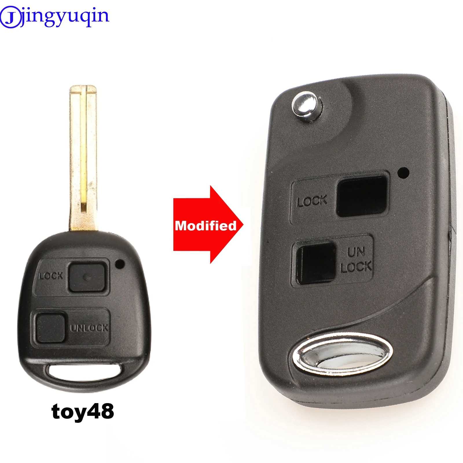 Jingyuqin Modifiye Uzaktan Katlanır Çevirme Araba Anahtarı Kabuk Durumda Toyota Yaris Carina Corolla Avensis Kapak Toy43 Toy48 Bıçak Fob
