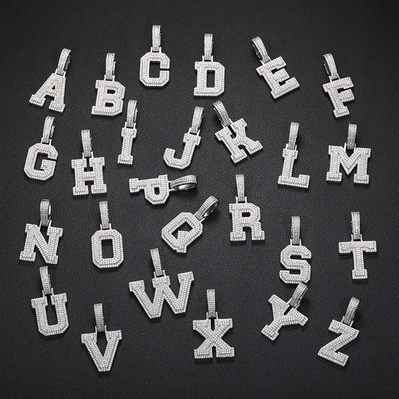 Fine New 925 Silver Pendant  Letters Classic  Punk Hiphop/Rock Letters Moissanite Pendant For Men Hip Hop Jewelry