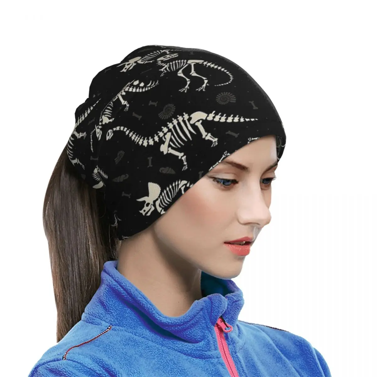 Dinosaur Fossils In Black Bandana Neck Cover Printed Mask Scarf Running Headband Unisex Adult Winter