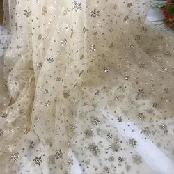 Champagne  Stars Sequins Yarn Glitter tulle DIY Sew Clothes Wedding Dress Curtain Accessories Costumes,Christmas decoration