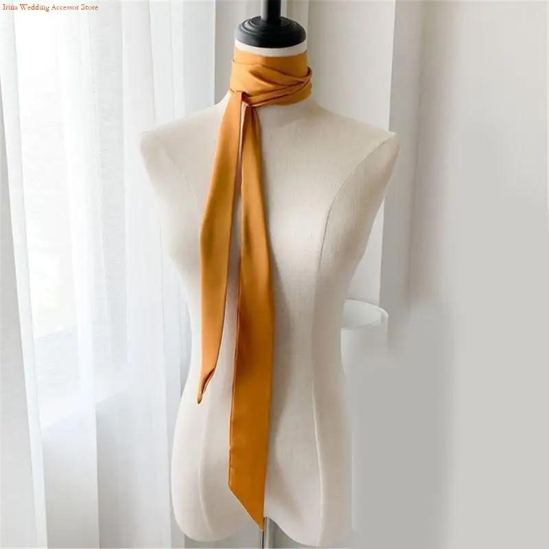 G92D Ribbon Silk Scarf for Women Hand Tied Neck Scarf French Neckwear for Women Party Hairband Fashion Ribbon Headband