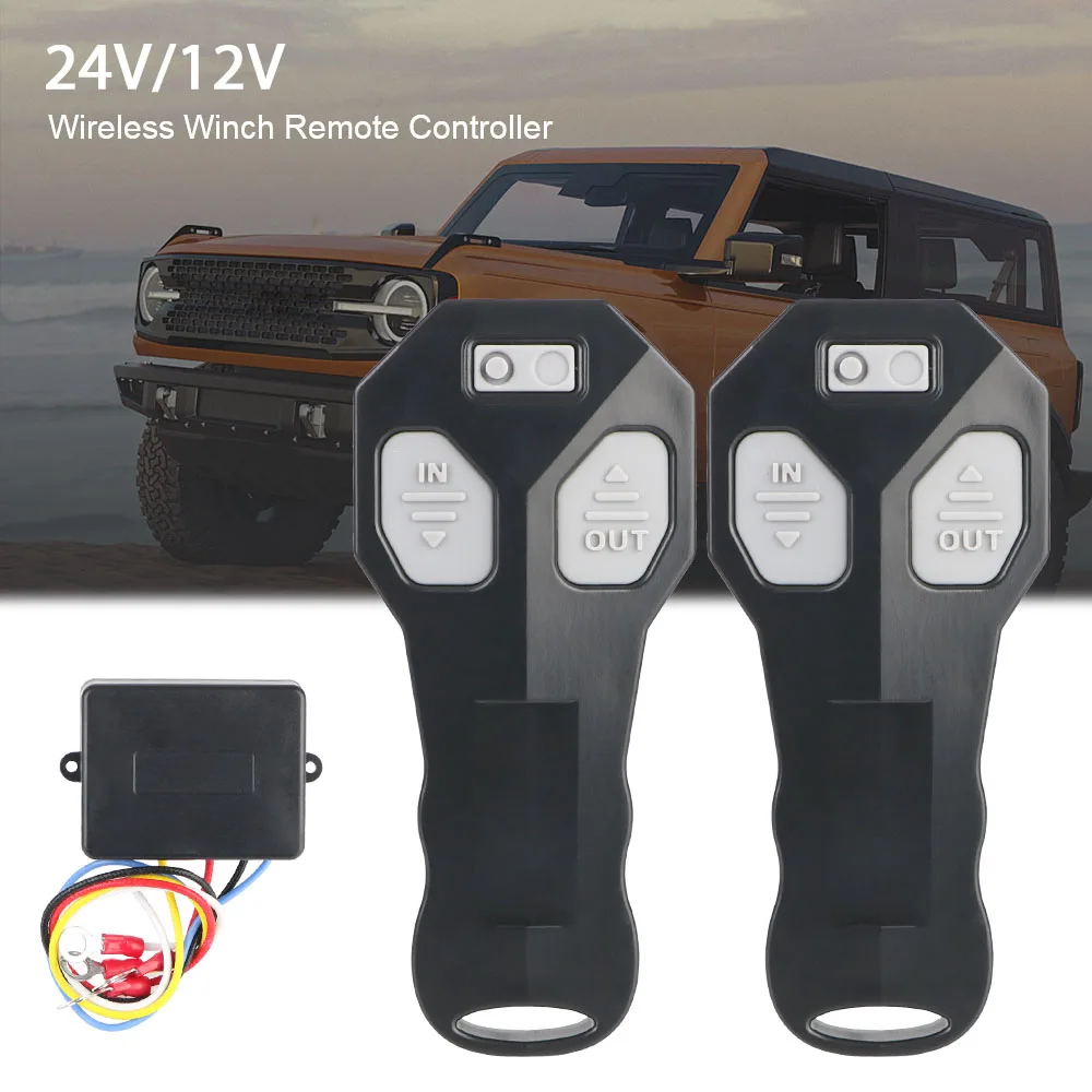 Handset Switch Controller Dual Manual Transmitter Wireless Winch Remote Controller Winch Remote Control Set Kit 12V/24V