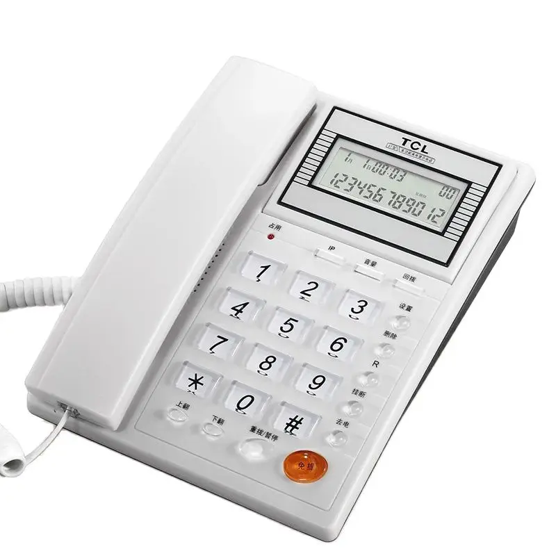 Tilt Display Corded Phone with Caller ID, Hands-Free Calling, Automatic IP, Wired Landline Phone for Home Hotel, White, Black