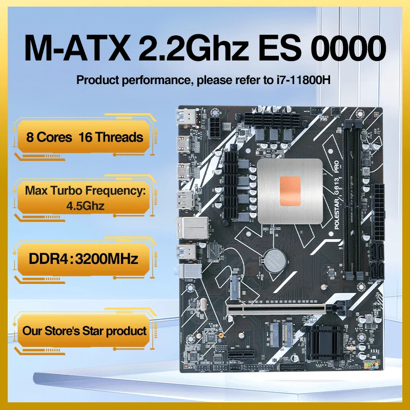 Placa-mãe gamer g613 diy com cpu 11th core 0000 es 2.2ghz 8c16t (referir para i7 11800) placa-mãe ddr4 1151