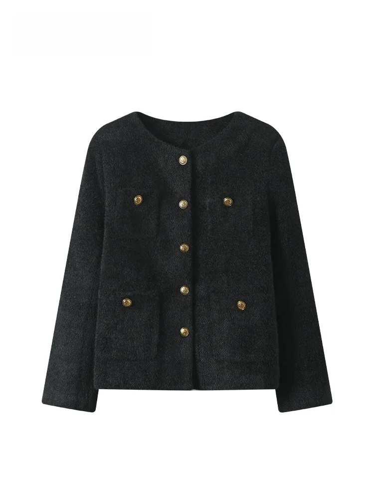 

Теплое шерстяное пальто для женщин больших размеров, осеннее, винтажное, в стиле кэжуал, утепленное, из полиэфирного волокна, в стиле французского шика