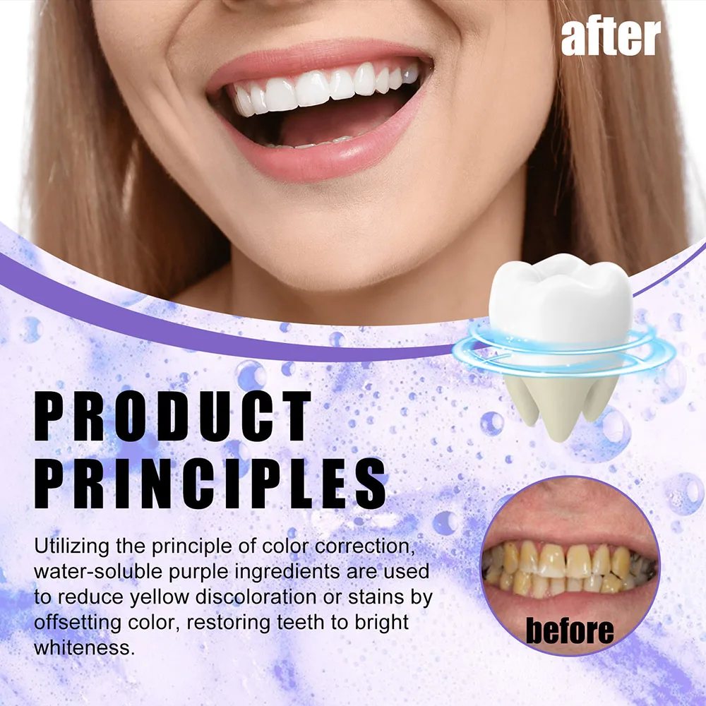 60g Purple Color Tooth Whitening Toothpaste Strengthen Teeth Root Oral Whitener For Hotel Bathroom