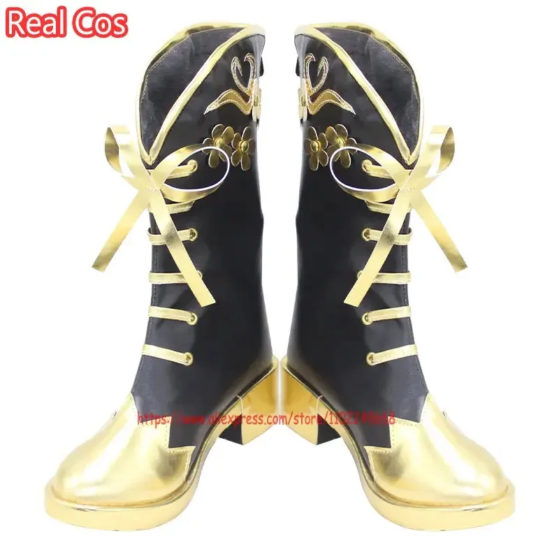 

RealCos Epel Felmier Cosplay Shoes Golden High Heel PU Shoes Halloween Carnival Boots Cosplay Props Custom Made