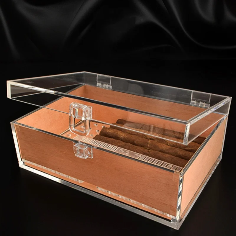 

Cigar moisturizing box,aged acrylic moisturizing box,cedar wood humidifier,large capacity transparent cigar box moisturizing box
