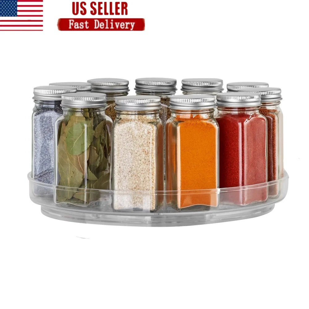 

Clear Plastic Low Wall Turntable Organizer Modular Storage System Kitchen Spice Rack 360 Degree Rotating Lazy Susan Essentials