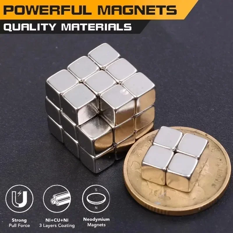 10/100pc Square Magnets Rare Earth Neodymium Magnet Fridge Whiteboard DIY Crafts Research Education Office Cube Magnetic Sticker