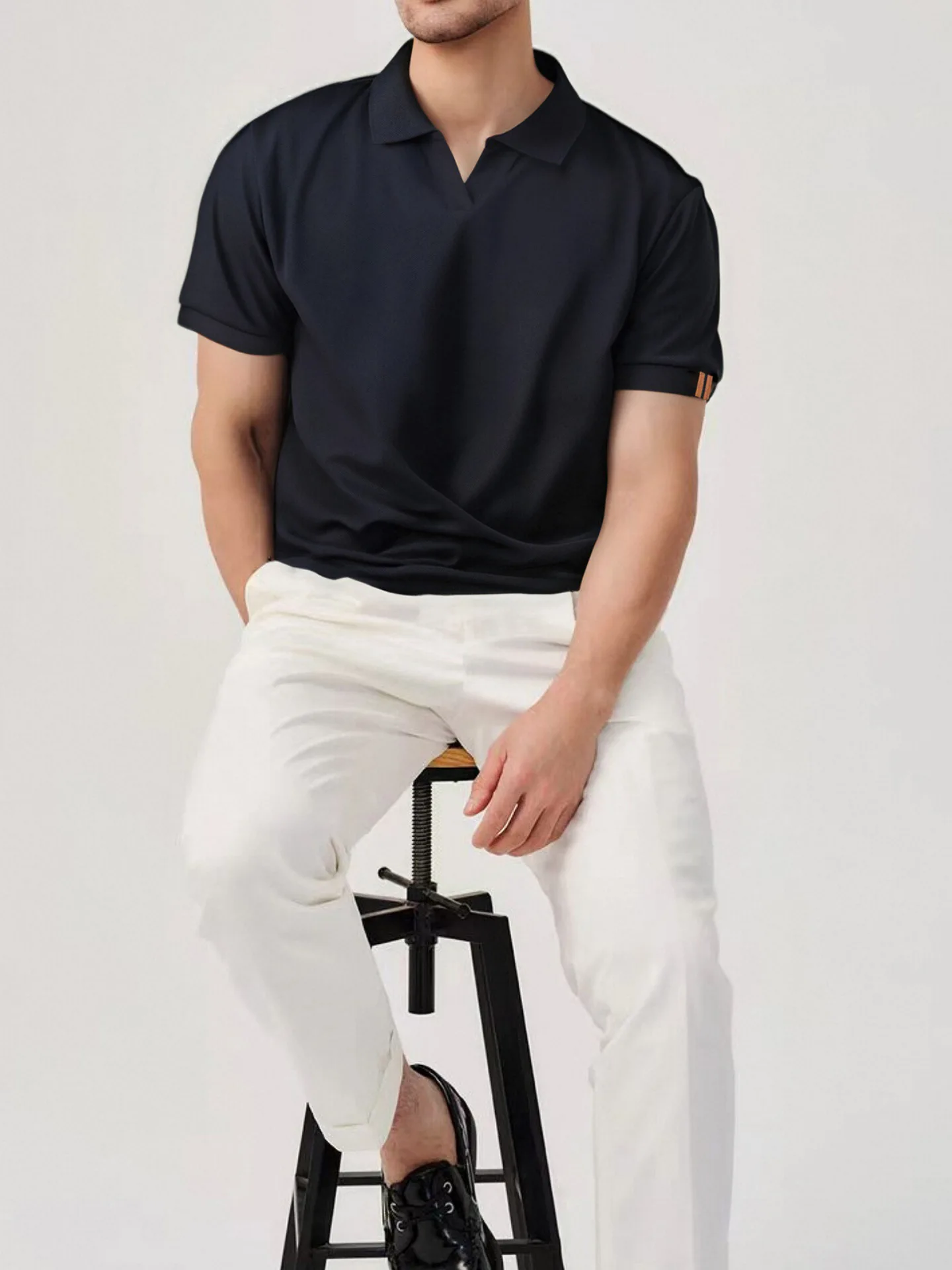 Seagull Neck Short-sleeved Polo Shirt Men's Summer Business Leisure Cold Breathable Knitted T-shirt