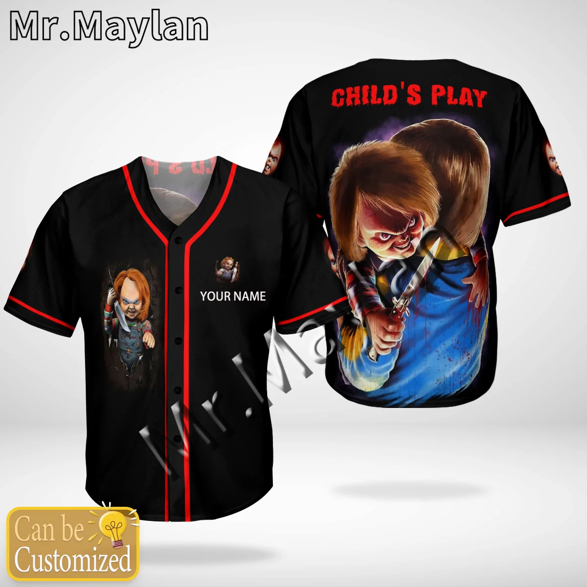 

Halloween Horror Charaters Custom Name Baseball Jersey Shirt Baseball Shirt 3D Printed Men's Shirt Casual Shirts hip hop Tops-51