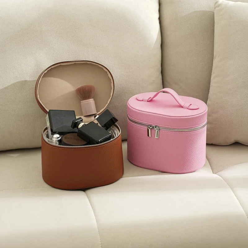 1 قطعة نمط الليتشي السفر حقيبة مستحضرات التجميل المحمولة حقيبة التخزين المقصورة حقيبة مستحضرات التجميل حقيبة دلو المرأة
