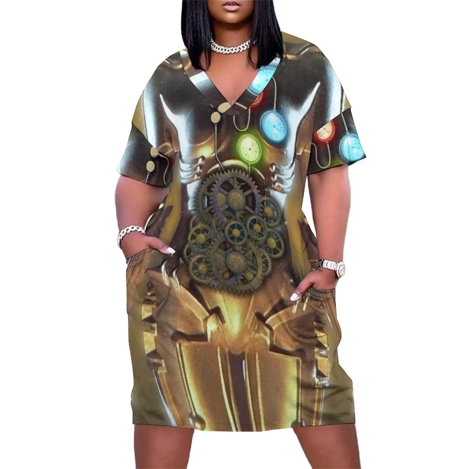 

steampunk cyborg body Loose Pocket Dress Party dresses for women summer women's dress 2025 dresses for women