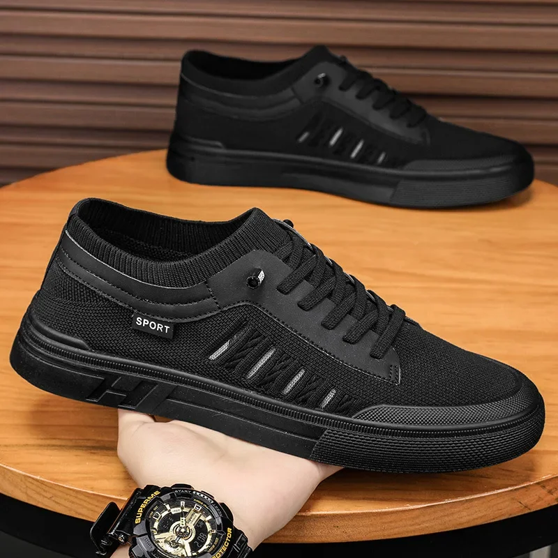 Men\'s Shoes New Summer Breathable Sneakers Casual Loafers Lightweight Solid Color Non-slip Flat Shoes Zapatos De Hombre