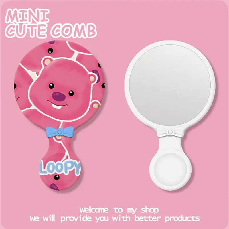 Cute Zanmang Loopy Handle Mirror Cartoon Portable High Definition Makeup Mirror Kawaii Student Dormitory Toys for Girl Gifts