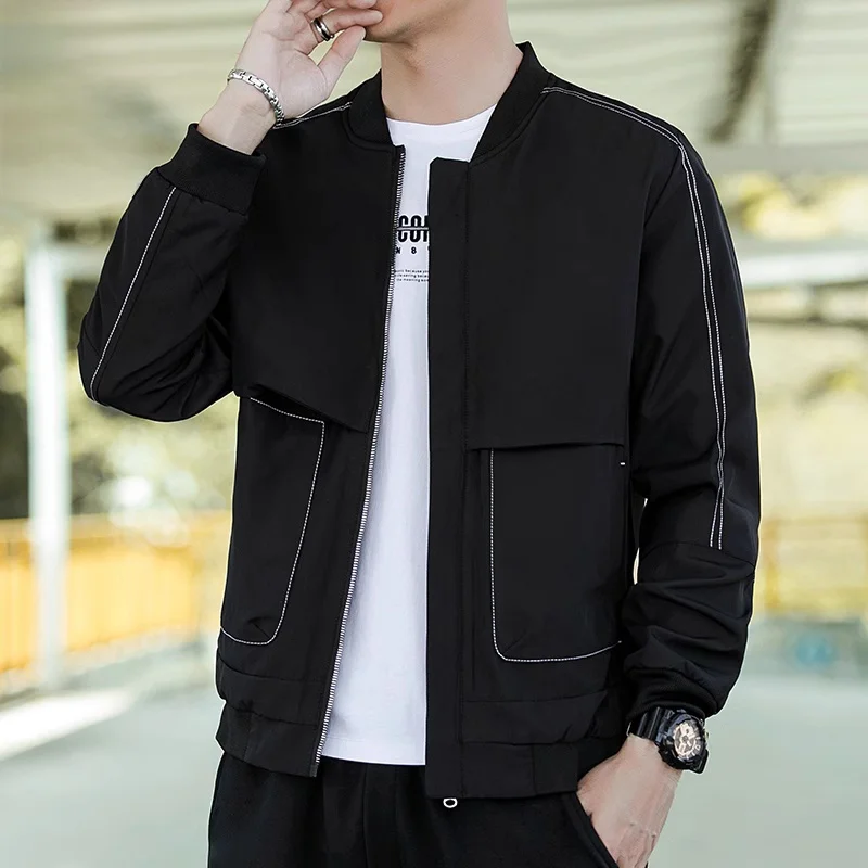 

Bla Workwear Jaet Men's Casual Baseball Collar Outerwear Autumn New Sle Polyester Windproof Long Sve Zipper