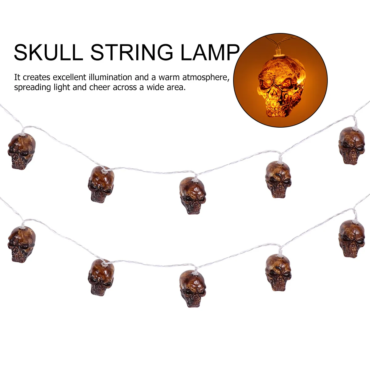 

Skull String Lamp Halloween Outdoor Garden Party Light String Decoration For Wall Window Door Floor Grass Ceiling Post