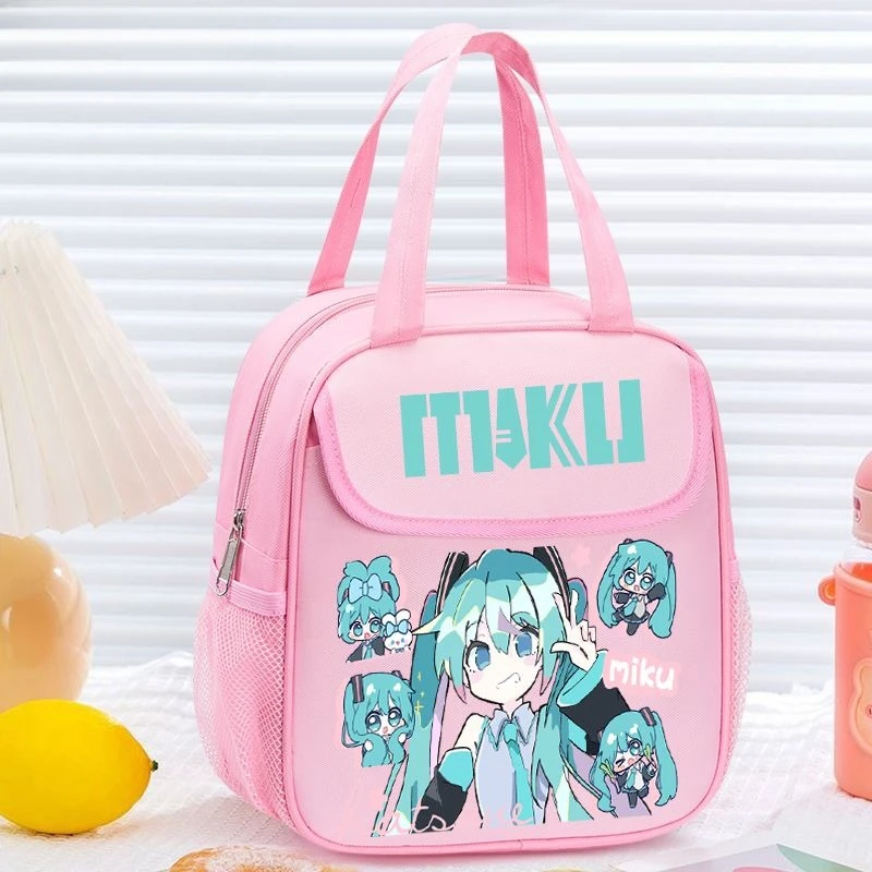 Nieuwe Hatsune Miku Lunchtas Creatieve Hoogwaardige Cartoon Gedrukt Student Grote Capaciteit Draagbare Verdikte Thermische Isolatie Tas