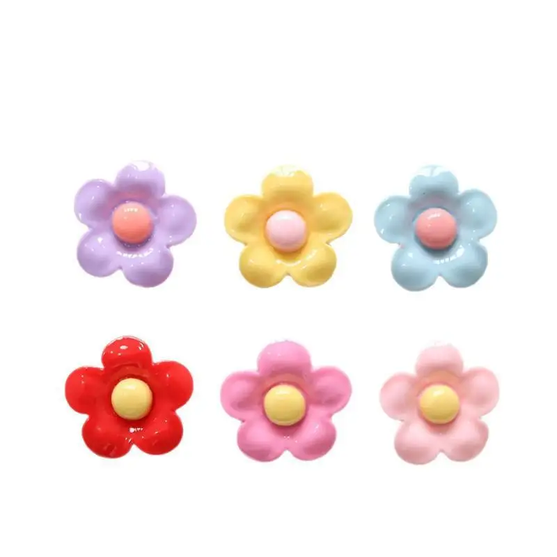 10 Stück glänzende 22x22mm Blumenserie Miniatur-Resin-Cabochons mit flacher Rückseite für Haarnadeln, Scrapbooking, DIY-Heimdekoration, Bastelzubehör – Detail 5