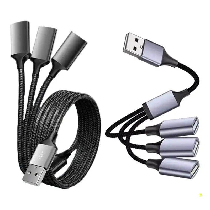 USB Splitter Cable 1 Male to 3 Female USB Expander Hub Multi USB Port Extender Data Charger Split Adapter for Laptop F19E