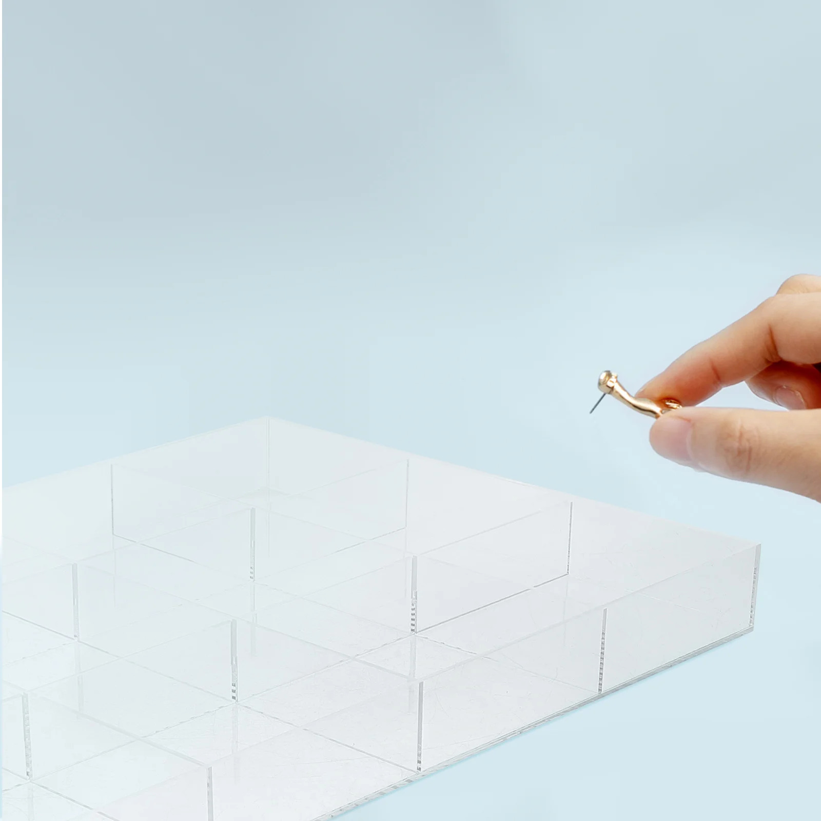 

Прозрачный акриловый лоток для хранения ювелирных изделий, органайзер, многофункциональный держатель для колец, сережек с сетчатыми отделениями