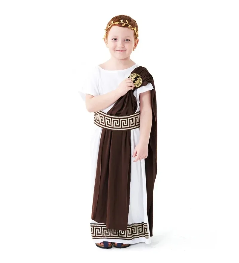

Kids Child Ancient Greek Mythology Costumes God Zeus Costume Boy Roman Grecian Toga Dress Cosplay Halloween Purim