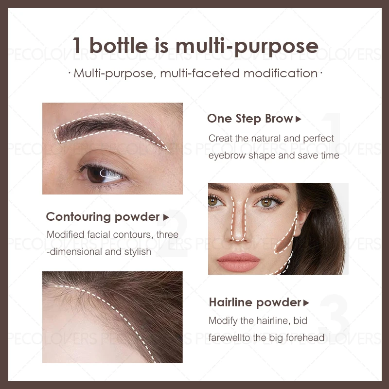 1 Set 3-in-1-Augenbrauenstempel mit Pinsel- und Augenbrauenformen-Schablone, langlebig, wasserfest, perfekter Augenbrauen-Look