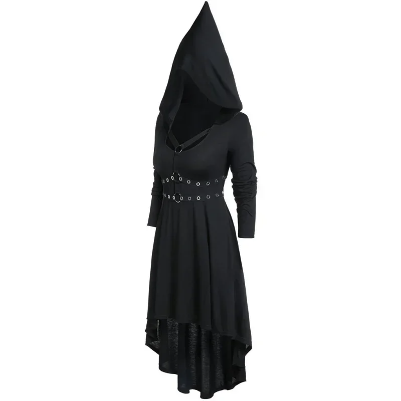 فستان Steampunk على الطراز القوطي من القرون الوسطى مع قلنسوة وأكمام طويلة رداء الهالوين للنساء البالغات أزياء تنكرية لمصاصي الدماء