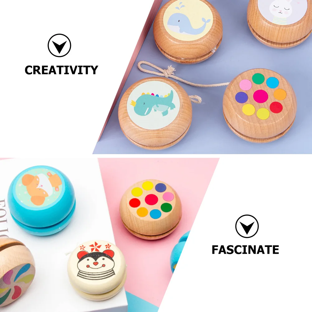 Yo-Yo in legno per bambini Palla con corde in legno liscio Giocattolo educativo con punta delle dita Palline Yoyo per bambini con coordinazione occhio-mano