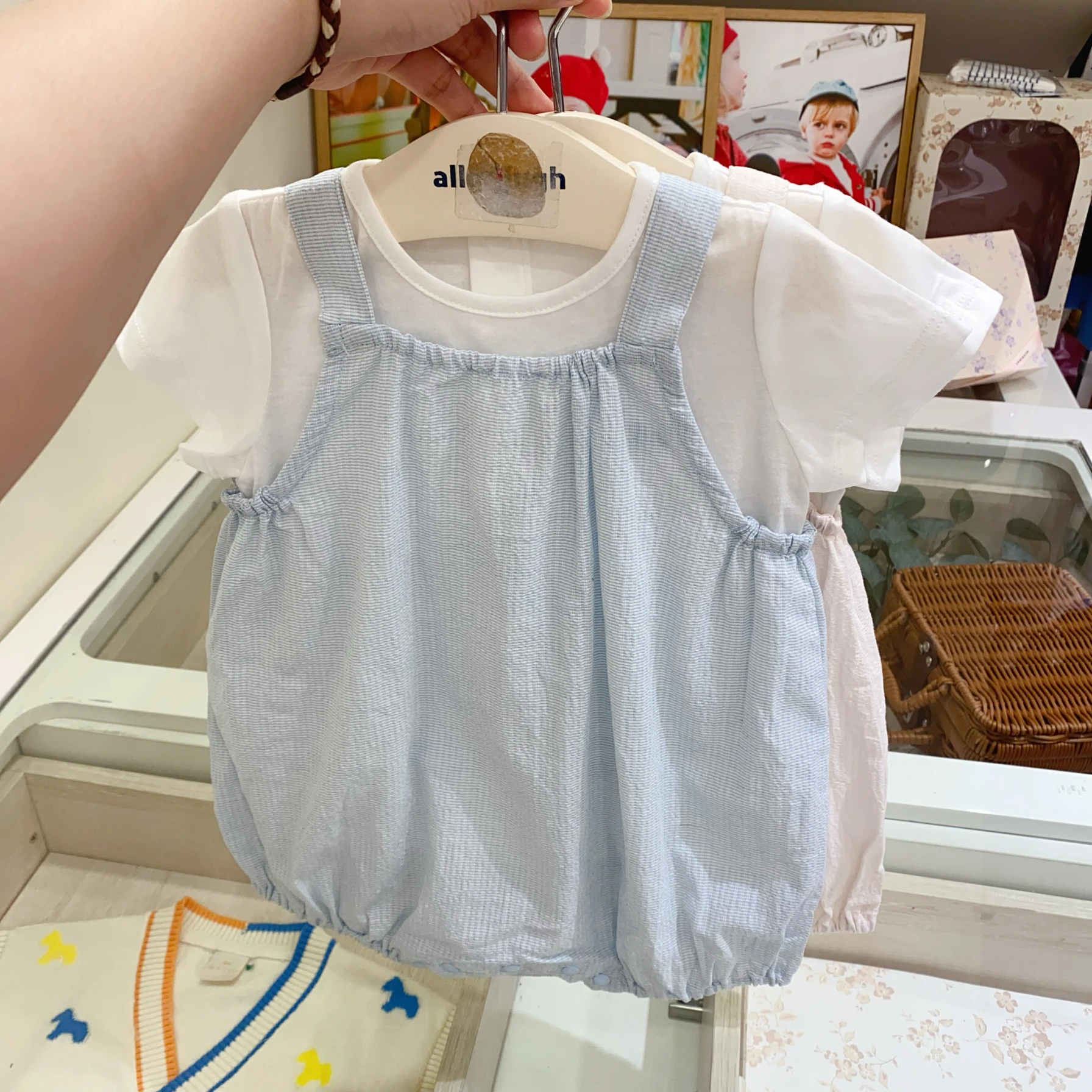 Summer Infant Romper Set Boys Girls Short Sleeve Onesie with Straps Trendy Baby Outfit Korean Style Casual Wear for 6-36 Months